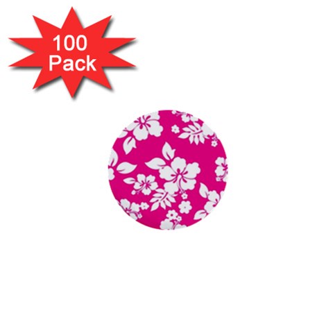 Pink Hawaiian Flowers 1  Mini Button (100 pack)  from ArtsNow.com Front