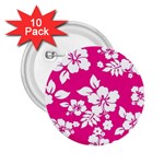 Pink Hawaiian Flowers 2.25  Button (10 pack)