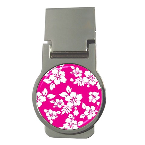 Pink Hawaiian Flowers Money Clip (Round) from ArtsNow.com Front