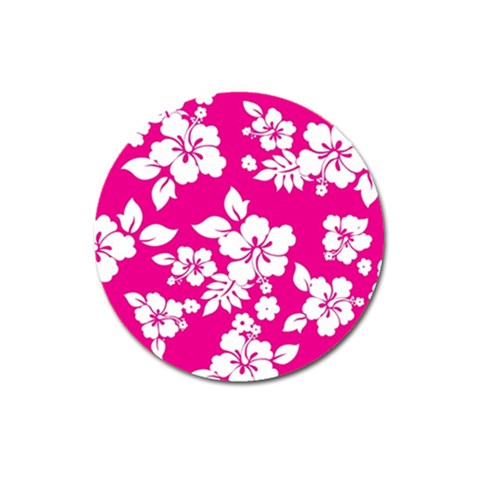 Pink Hawaiian Flowers Magnet 3  (Round) from ArtsNow.com Front