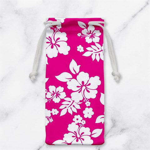 Pink Hawaiian Flowers Jewelry Bag from ArtsNow.com Front