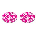 Pink Hawaiian Flowers Cufflinks (Oval)