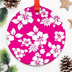 Pink Hawaiian Flowers Round Ornament (Two Sides) from ArtsNow.com Front