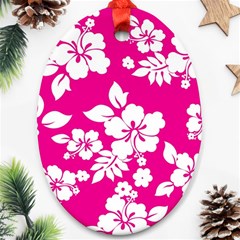 Pink Hawaiian Flowers Oval Ornament (Two Sides) from ArtsNow.com Front
