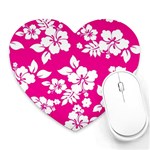 Pink Hawaiian Flowers Heart Mousepad