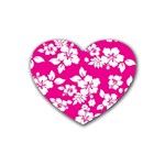 Pink Hawaiian Flowers Rubber Coaster (Heart)