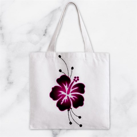 Pink Hawaiian Flower Zipper Grocery Tote Bag from ArtsNow.com Front