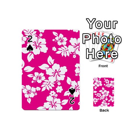 Pink Hawaiian Flowers Playing Cards 54 (Mini) from ArtsNow.com Front - Spade2