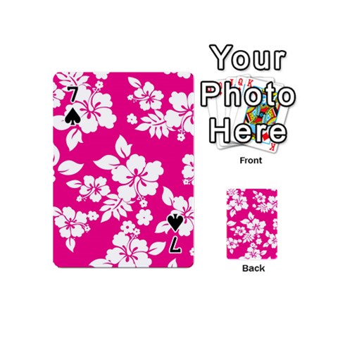 Pink Hawaiian Flowers Playing Cards 54 (Mini) from ArtsNow.com Front - Spade7