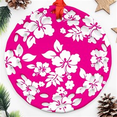 Pink Hawaiian Flowers Round Filigree Ornament (Two Sides) from ArtsNow.com Back