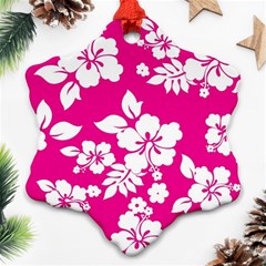 Pink Hawaiian Flowers Snowflake Ornament (Two Sides) from ArtsNow.com Front