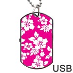 Pink Hawaiian Flowers Dog Tag USB Flash (Two Sides)