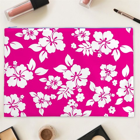 Pink Hawaiian Flowers Cosmetic Bag (XXL) from ArtsNow.com Front