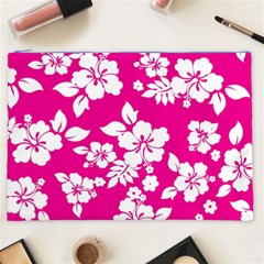 Pink Hawaiian Flowers Cosmetic Bag (XXL) from ArtsNow.com Front