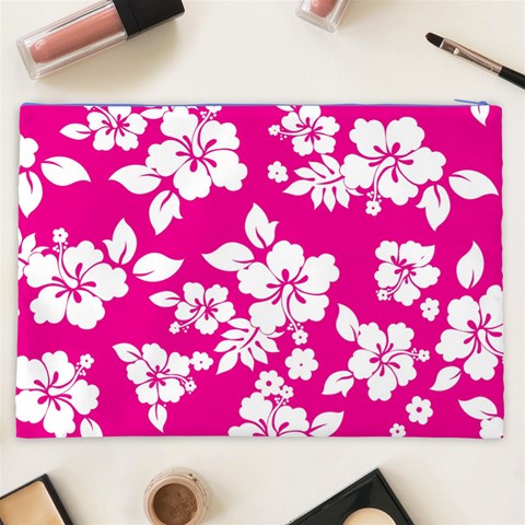 Pink Hawaiian Flowers Cosmetic Bag (XXL) from ArtsNow.com Back