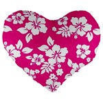 Pink Hawaiian Flowers Large 19  Premium Heart Shape Cushion
