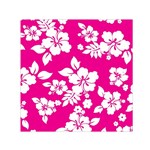 Pink Hawaiian Flowers Small Satin Scarf (Square)