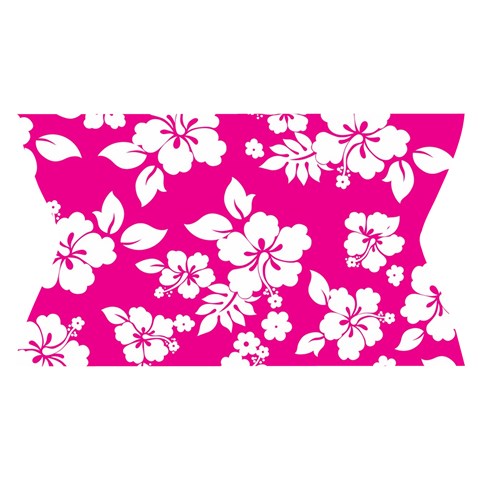 Pink Hawaiian Flowers Yoga Cropped Leggings from ArtsNow.com Waistband Back