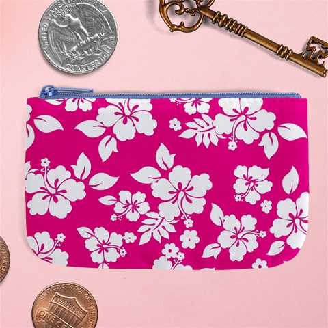Pink Hawaiian Flowers Large Coin Purse from ArtsNow.com Front