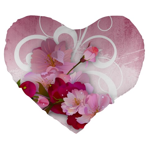 Design Art (design 19) Large 19  Premium Flano Heart Shape Cushion from ArtsNow.com Front