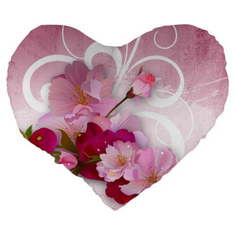 Design Art (design 19) Large 19  Premium Flano Heart Shape Cushion from ArtsNow.com Back