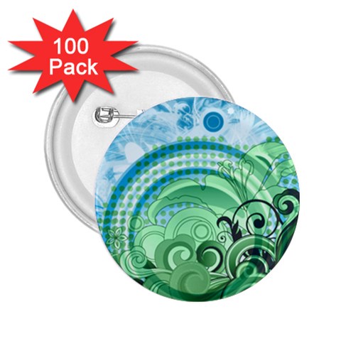 Blue Green Circle Design 2.25  Button (100 pack) from ArtsNow.com Front