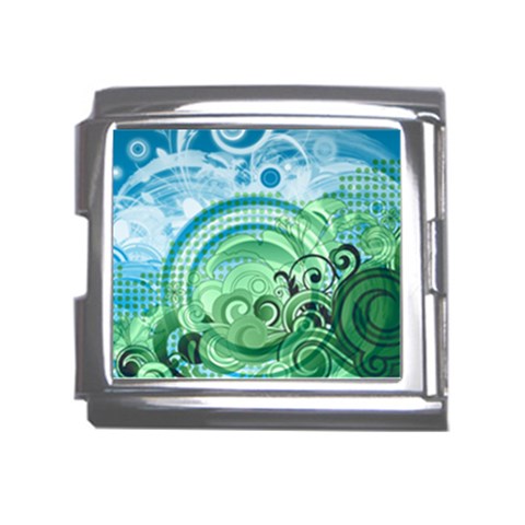 Blue Green Circle Design Mega Link Italian Charm (18mm) from ArtsNow.com Front
