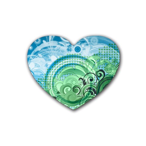 Blue Green Circle Design Rubber Heart Coaster (4 pack) from ArtsNow.com Front