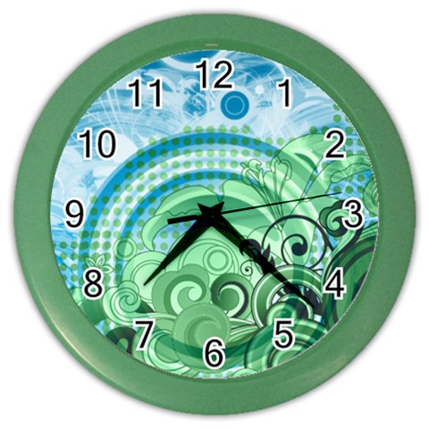 Blue Green Circle Design Color Wall Clock from ArtsNow.com Front