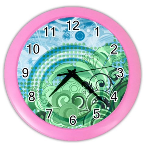 Blue Green Circle Design Color Wall Clock from ArtsNow.com Front
