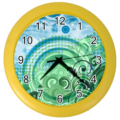 Blue Green Circle Design Color Wall Clock from ArtsNow.com Front