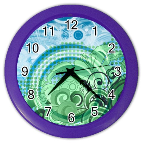 Blue Green Circle Design Color Wall Clock from ArtsNow.com Front