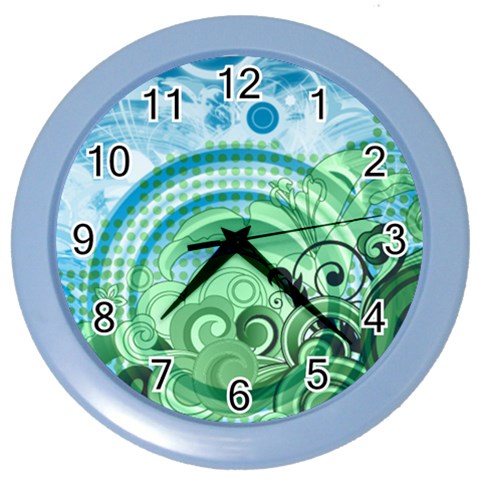 Blue Green Circle Design Color Wall Clock from ArtsNow.com Front