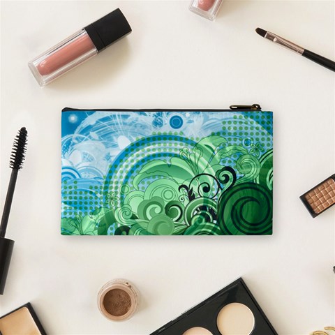 Blue Green Circle Design Cosmetic Bag (Small) from ArtsNow.com Back