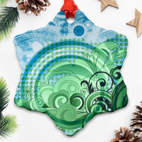 Blue Green Circle Design Ornament (Snowflake) from ArtsNow.com Front