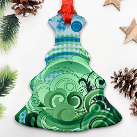 Blue Green Circle Design Christmas Tree Ornament (Two Sides) from ArtsNow.com Front