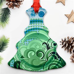 Blue Green Circle Design Christmas Tree Ornament (Two Sides) from ArtsNow.com Back