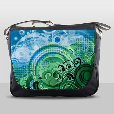 Blue Green Circle Design Messenger Bag from ArtsNow.com Front
