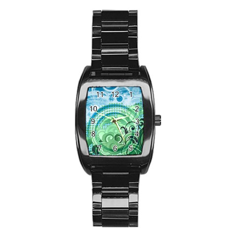 Blue Green Circle Design Stainless Steel Barrel Watch from ArtsNow.com Front