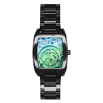 Blue Green Circle Design Stainless Steel Barrel Watch