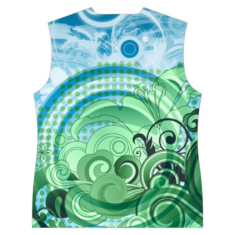 Blue Green Circle Design Women s Button Up Vest from ArtsNow.com Back