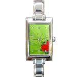 Red Heart Art Rectangle Italian Charm Watch