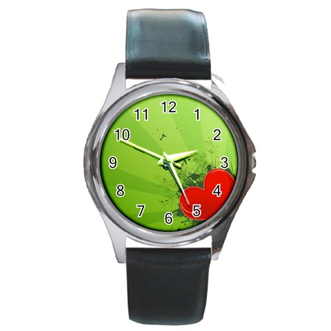 Red Heart Art Round Metal Watch from ArtsNow.com Front