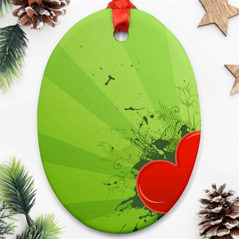 Red Heart Art Ornament (Oval) from ArtsNow.com Front