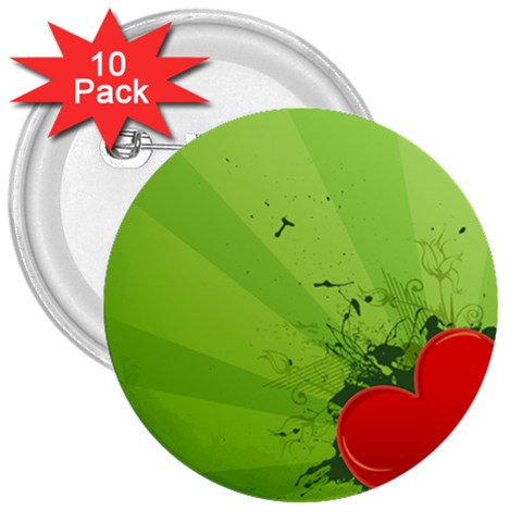 Red Heart Art 3  Button (10 pack) from ArtsNow.com Front