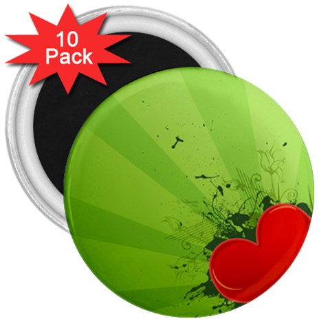 Red Heart Art 3  Magnet (10 pack) from ArtsNow.com Front
