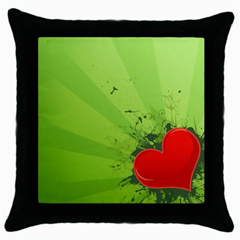 Red Heart Art Throw Pillow Case (Black) from ArtsNow.com Front
