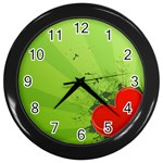 Red Heart Art Wall Clock (Black)