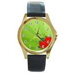 Red Heart Art Round Gold Metal Watch