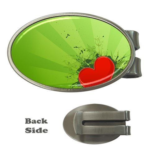 Red Heart Art Money Clip (Oval) from ArtsNow.com Front